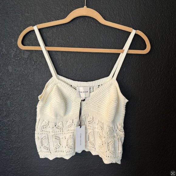 NWT - Pink Rose Crochet Knit Two Piece Set - White (Size M) - Picture 2 of 9